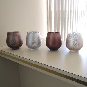 Brand New Set of 4 Beautiful Mercury Glass Votives